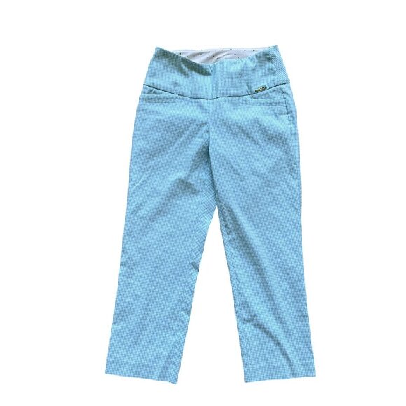 Swing Control Women 4 Gingham Pants Blue White Golf Preppy Made In Canada Office - Picture 9 of 15